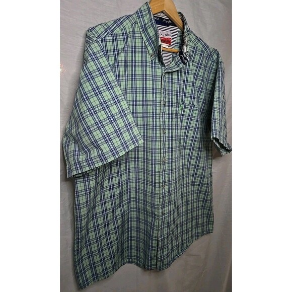 Wrangler George Strait Short Sleeve Button Shirt, Sz XL, Plaid Green/Blue - Picture 3 of 7